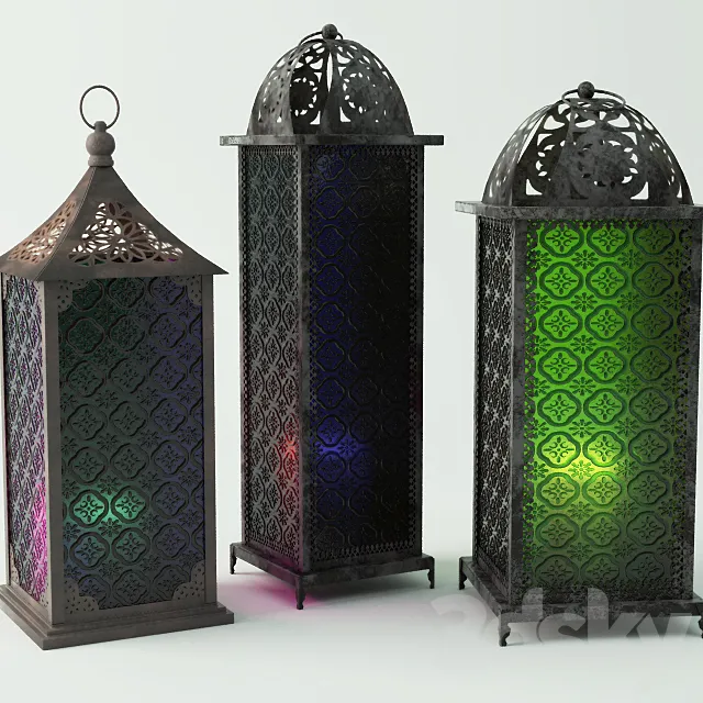 Standing Metal Lanterns 3D Model Standing Metal Lanterns 3D Model