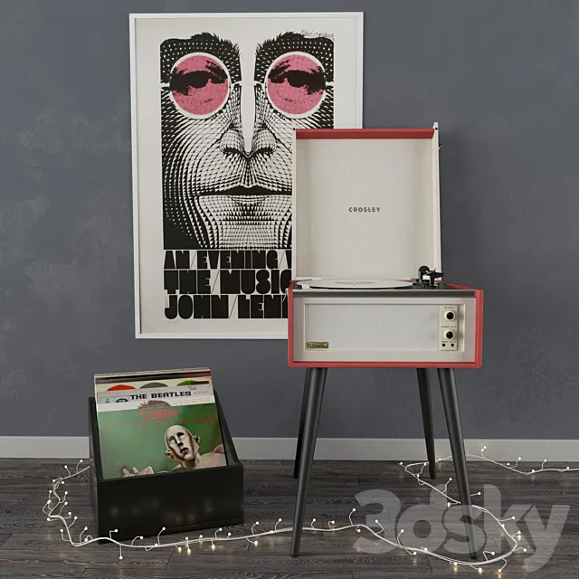 Standing Vinyl Record Player 3D Model