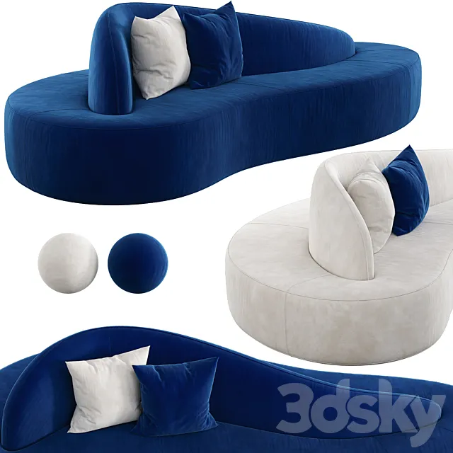Star Blue Double-Sided Sofa 3D Model Star Blue Double-Sided Sofa 3D Model