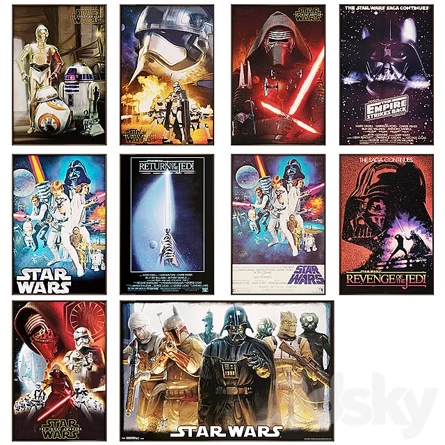 Star Wars Episode VII Poster Wall Art 3DModel Star Wars Episode VII Poster Wall Art 3DModel