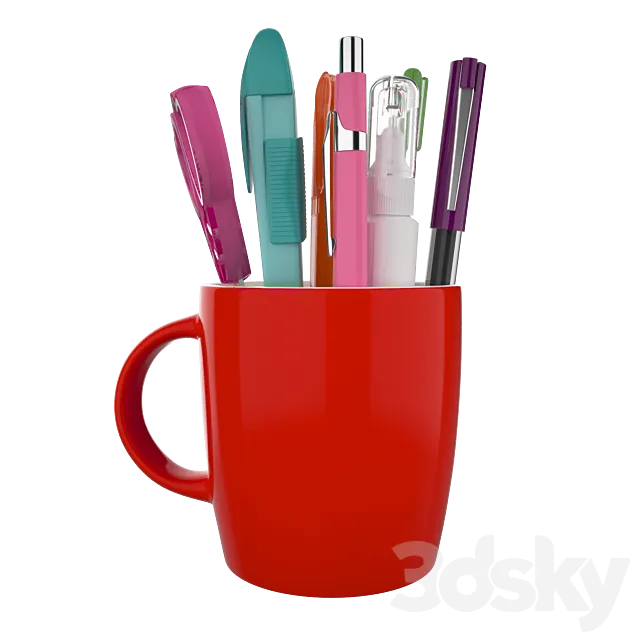 Stationery mug 3D Model Stationery mug 3D Model