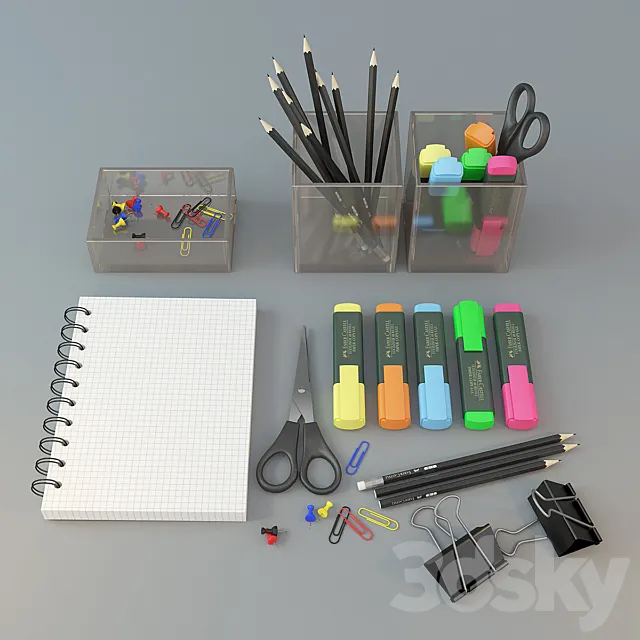 stationery set 3D Model stationery set 3D Model