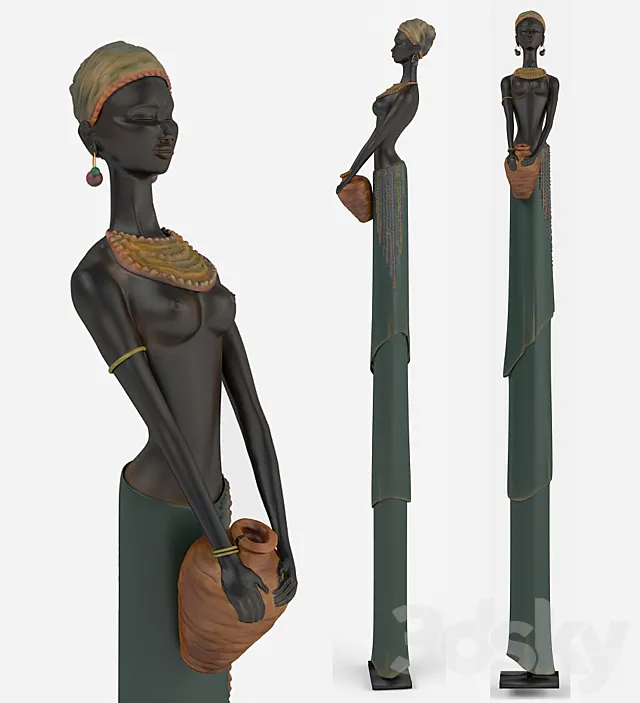 Statuette of an African female occupation 3DModel Statuette of an African female occupation 3DModel