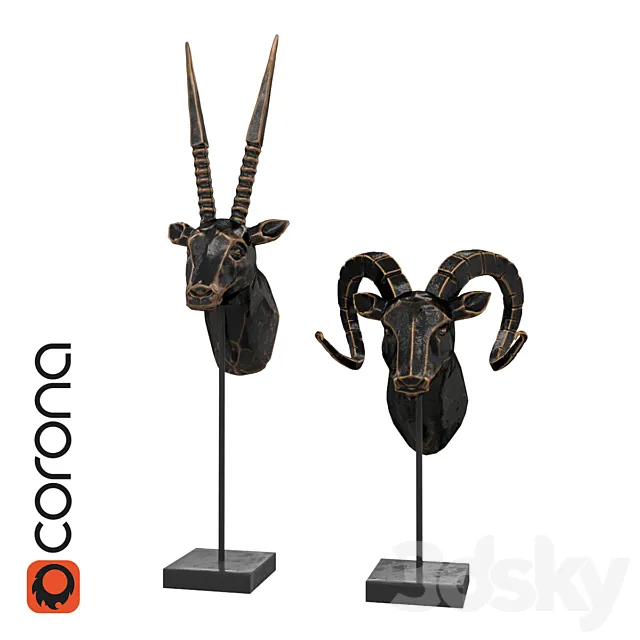 Statuettes of antelope and ram 3DModel