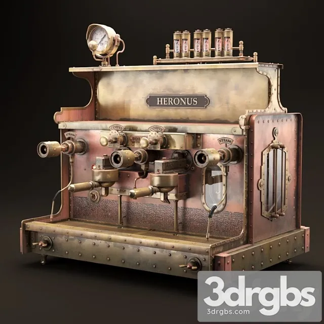 Steampunk coffee machine 2 3D Model Download