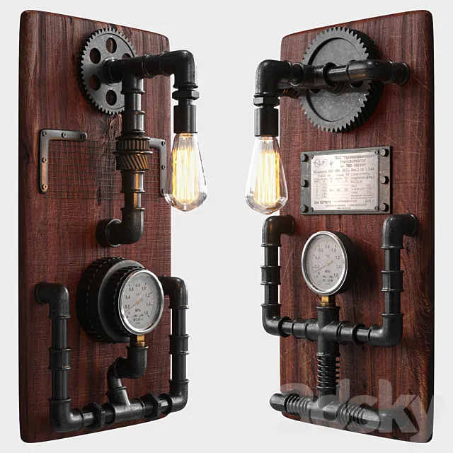 Steampunk sconce set 3D Model Steampunk sconce set 3D Model