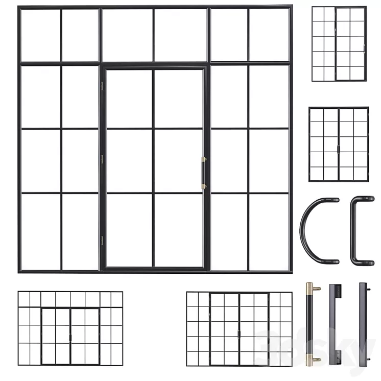 Steel door. Partition set 2 3D Model