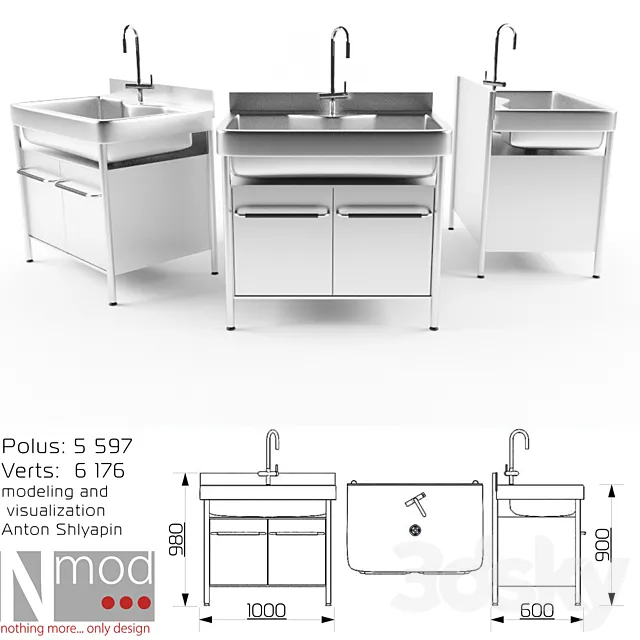 steel sinks 3D Model