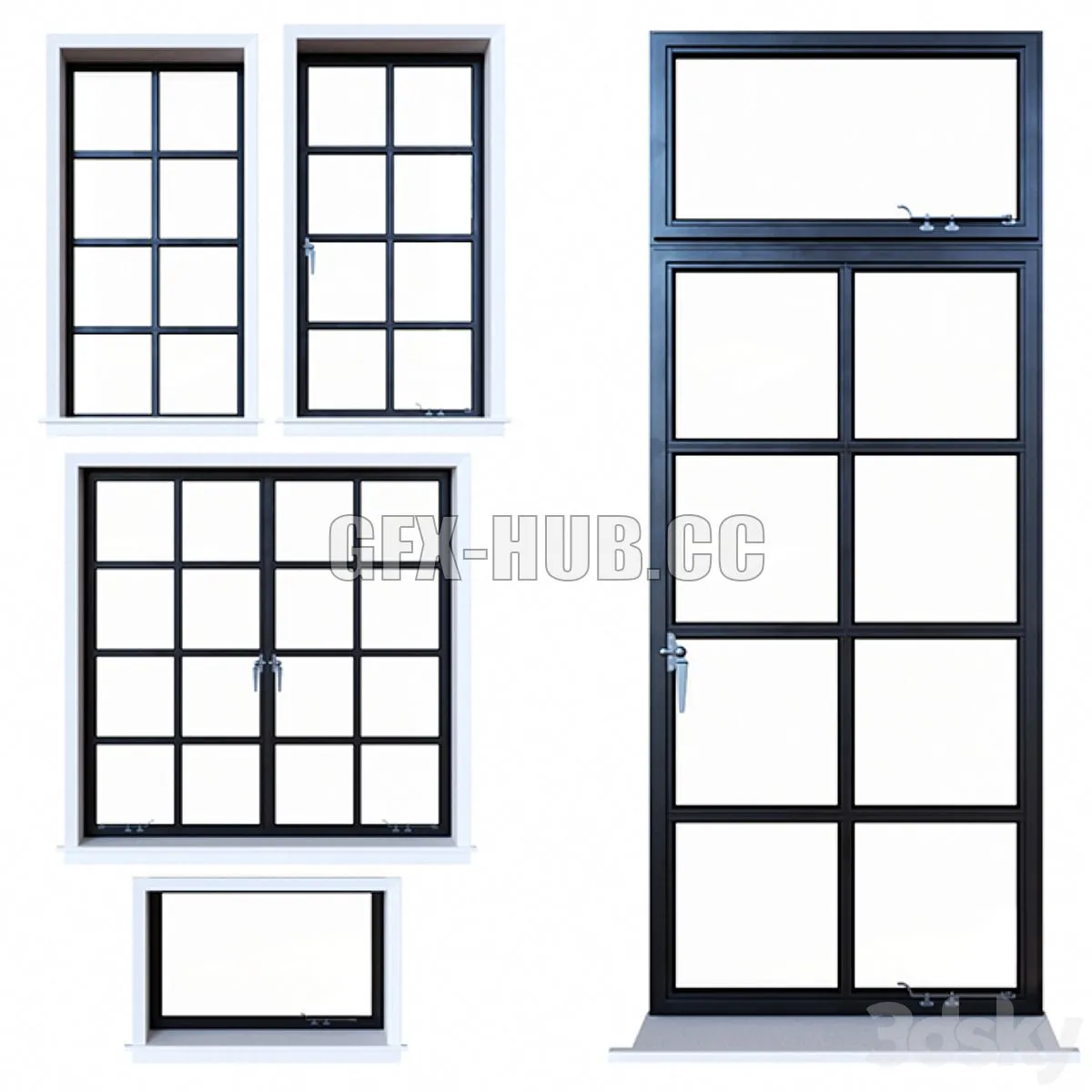 Steel Windows 3D Model