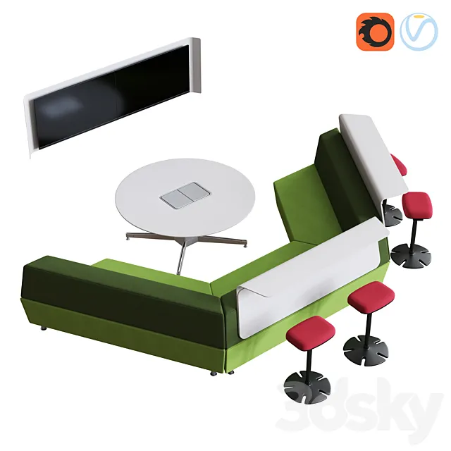 Steelcase – Media: Scape Theater 3D Model