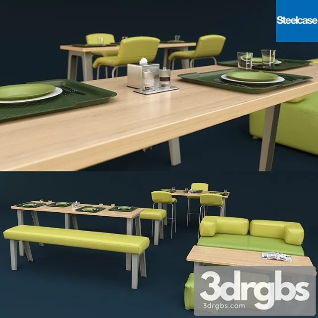 Steelcase office furniture dining room 2 3D Model Download