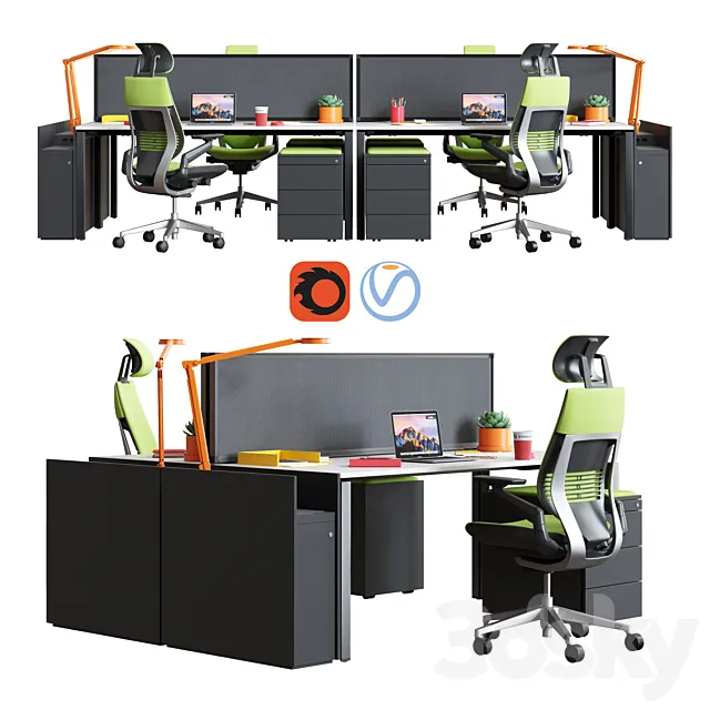 Steelcase – Office Table FrameOne Work Space 3DModel