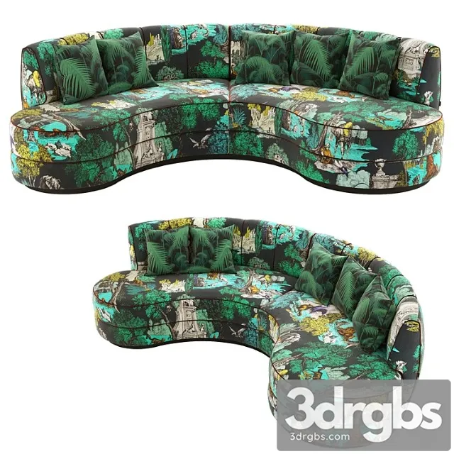 Stella curved sofa + cole & son fabrics