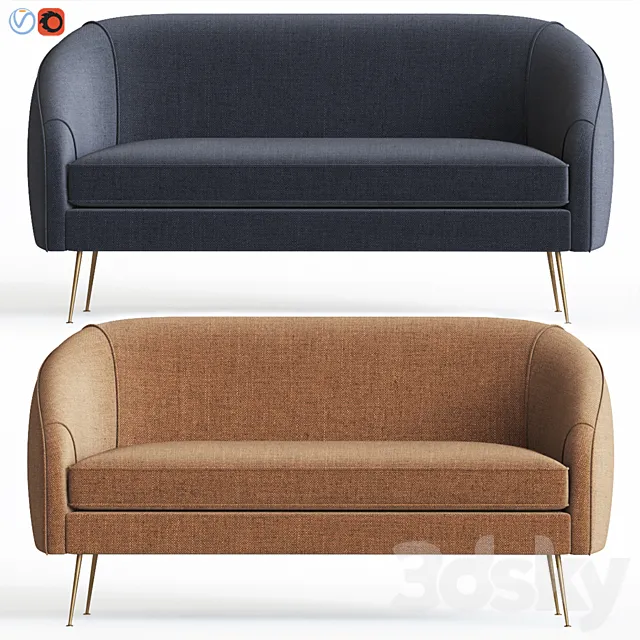 Stella Mid-Century Loveseat Westelm 3DModel