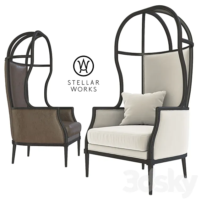 Stellar Works Laval Crown Single Chair with Opened Roof 3DModel