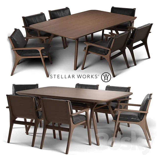 STELLAR WORKS RÉN DINING ARMCHAIR & RÉN DINING TABLE 3DModel STELLAR WORKS RÉN DINING ARMCHAIR & RÉN DINING TABLE 3DModel