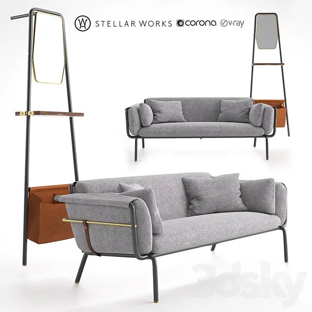 STELLAR WORKS Valet Love Seat & Hallway 3D Model STELLAR WORKS Valet Love Seat & Hallway 3D Model