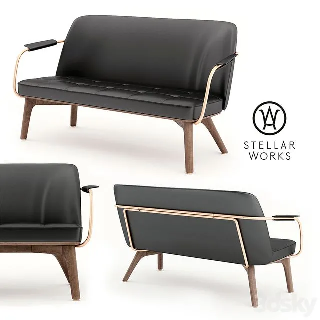 Stellarworks – Utility Lounge Chair Two Seater 3D Model
