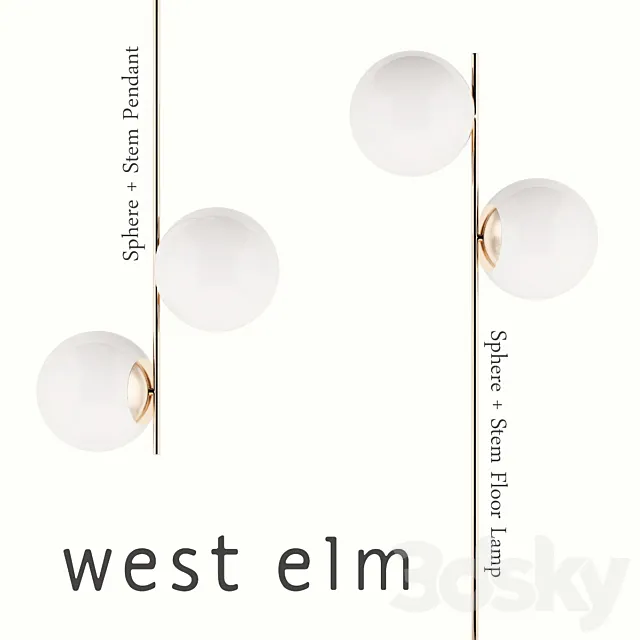 Stem Pendant and Stem Floor Lamp 3D Model Stem Pendant and Stem Floor Lamp 3D Model