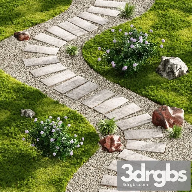 Stepping stone designs decorative floor grass 04 3D Model Download