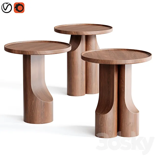 Stigido Solid Walnut Side Table 3D Model