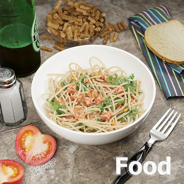 Still life with spaghetti 3D Model