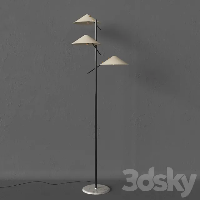 Stilnovo Floor Lamp Triple Shades 3D Model