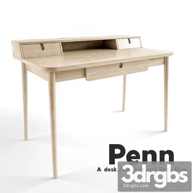 Stol Penn Desk Pale Ash And Eton Blue 3D Model Download