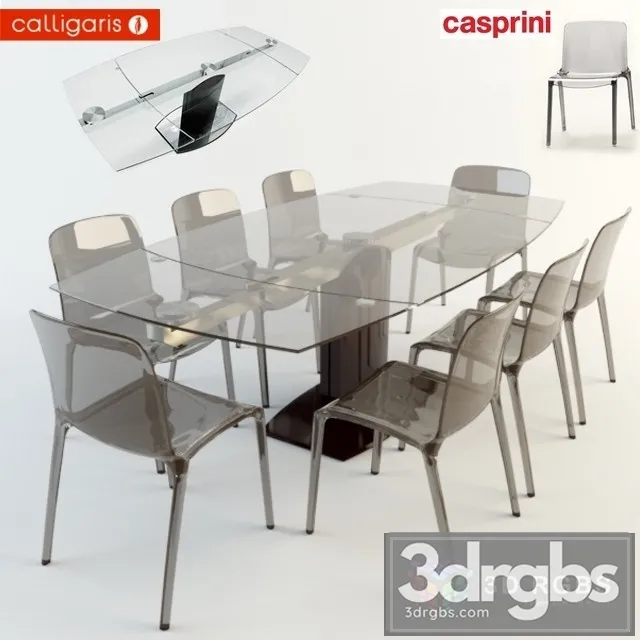 Stolstul Casprini Calligaris Table and Chair 3D Model Download