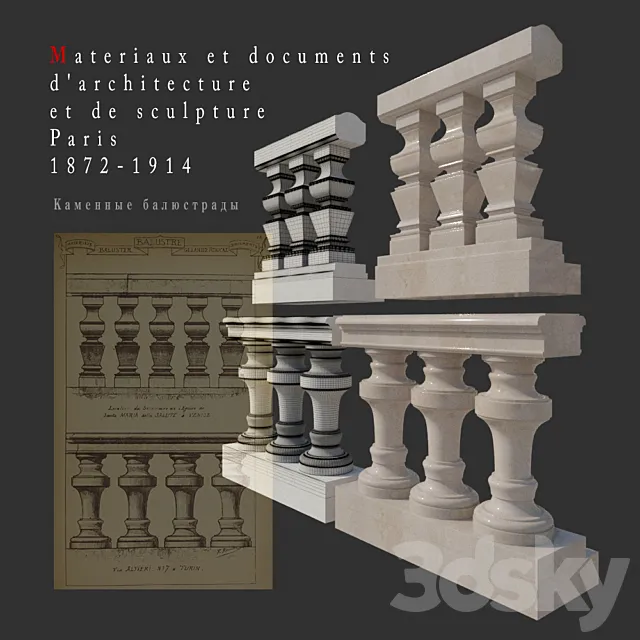 Stone balustrade 1 3D Model Stone balustrade 1 3D Model