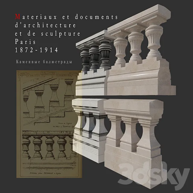 Stone balustrade 2 3D Model Stone balustrade 2 3D Model