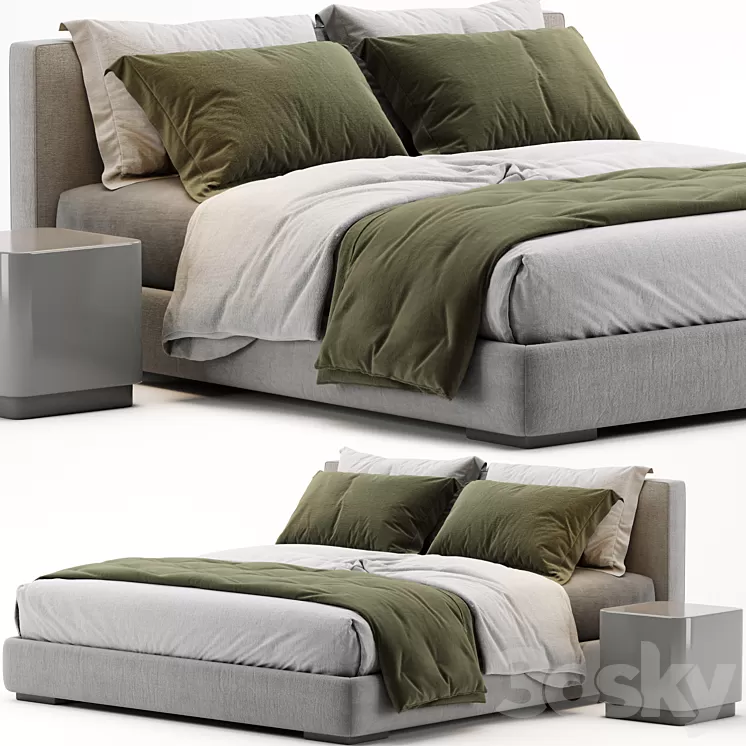 Stone Bed by Meridiani 3D Model Free Download