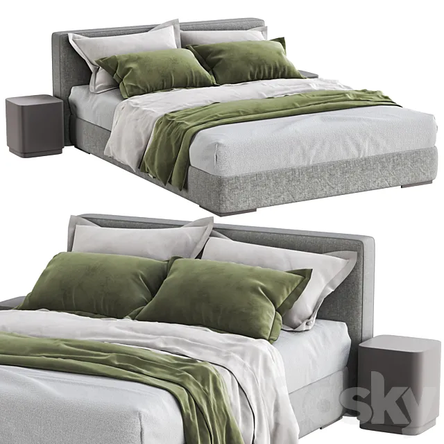 Stone Bed by Meridiani 3DModel Stone Bed by Meridiani 3DModel