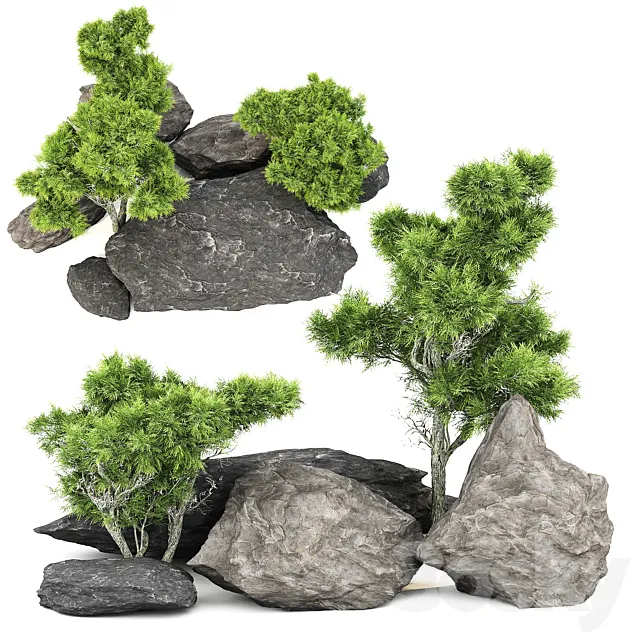 Stone + Bush pack 1 3D Model Stone + Bush pack 1 3D Model