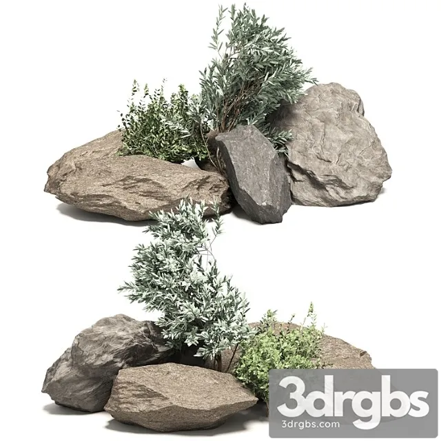 Stone Bush Pack 6 3D Model Download