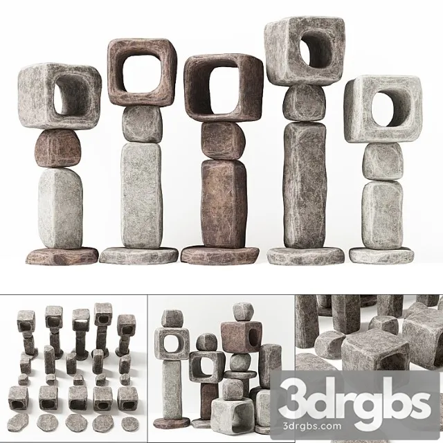 Stone cube lamp 3D Model Download