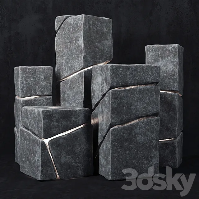 Stone cube lights 3D Model Stone cube lights 3D Model