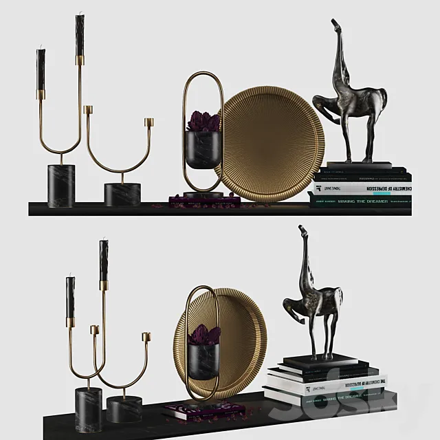 Stone Dried Decorative Set 3D Model