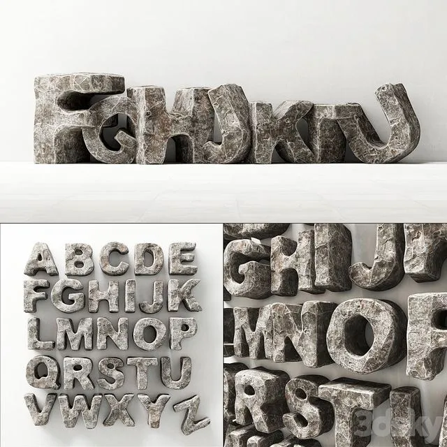 Stone English letters 3D Model Stone English letters 3D Model