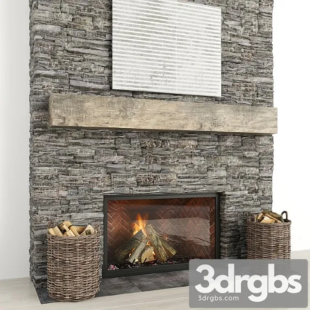 Stone fireplace 22 3D Model Download