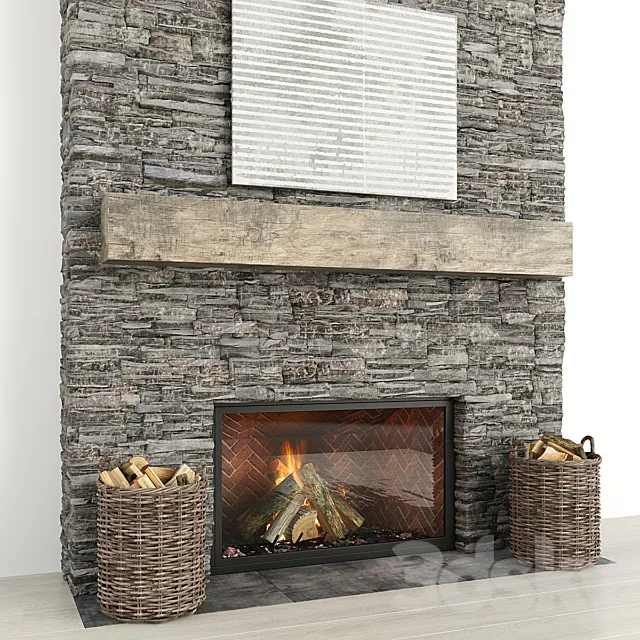 Stone fireplace 22 3D Model