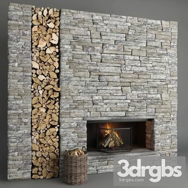 Stone Fireplace 3D Model Download