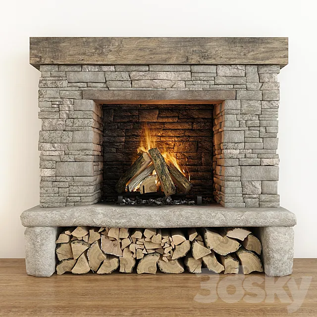 Stone fireplace 3DModel