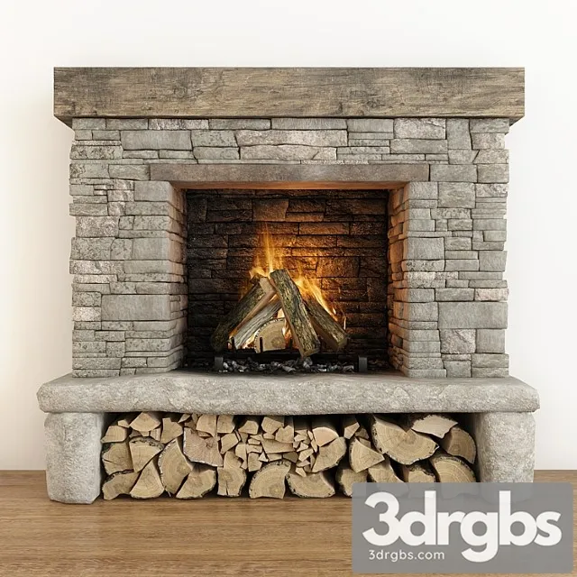 Stone fireplace_2 3D Model Download