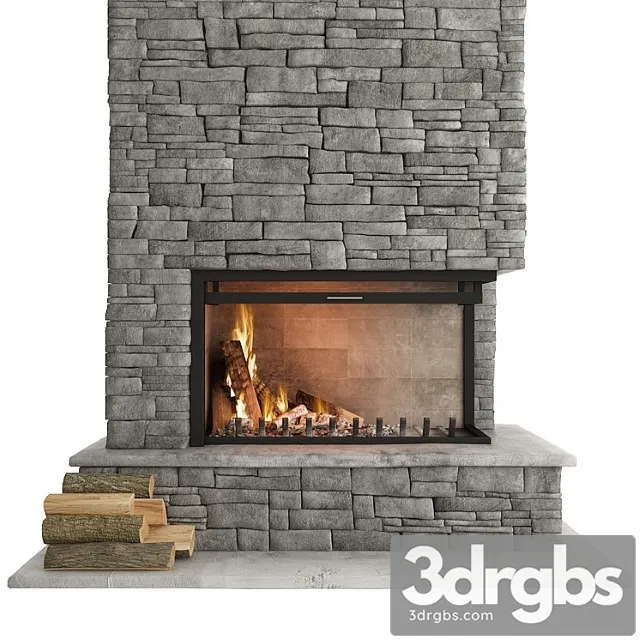 Stone fireplace_3 3D Model Download
