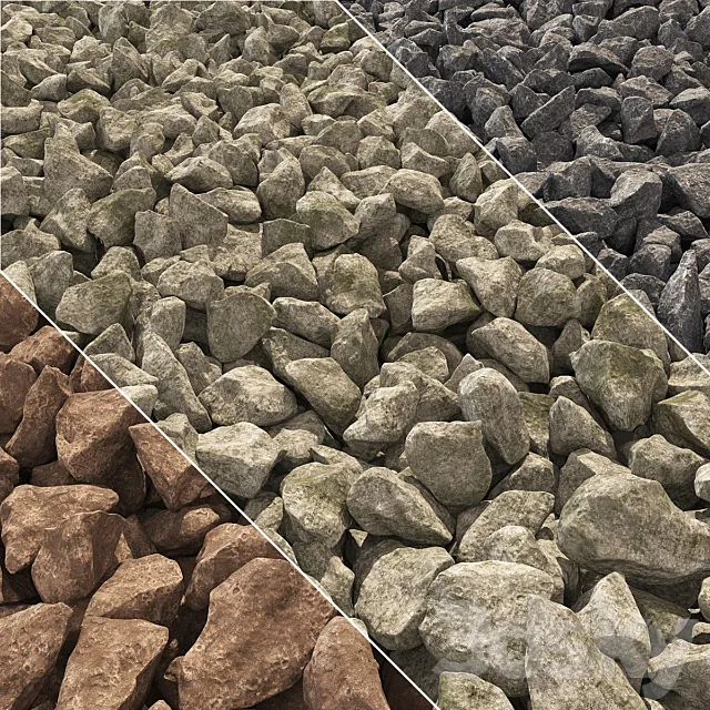 Stone gravel road _ Road from gravel 3D Model