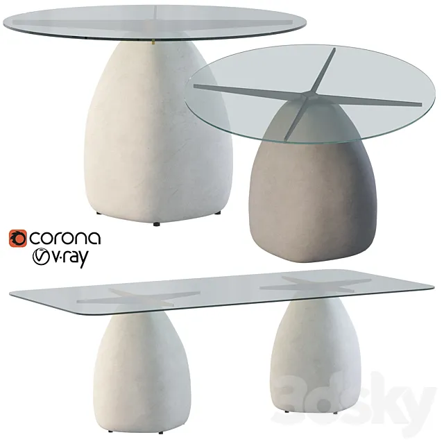 STONE GRAY DINING TABLES CB2 3D Model