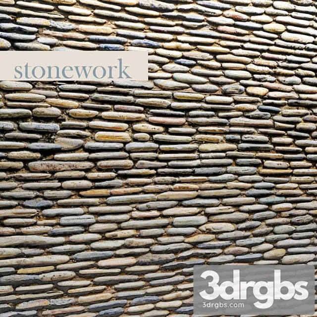 Stone Masonry Pebble Wall Pebbles Nautical Design Decor 3D Model Download