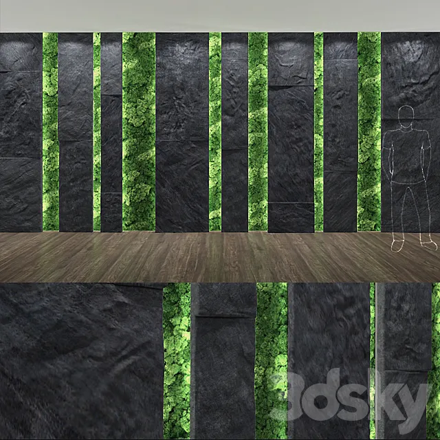 stone & moss wall 3DModel stone & moss wall 3DModel