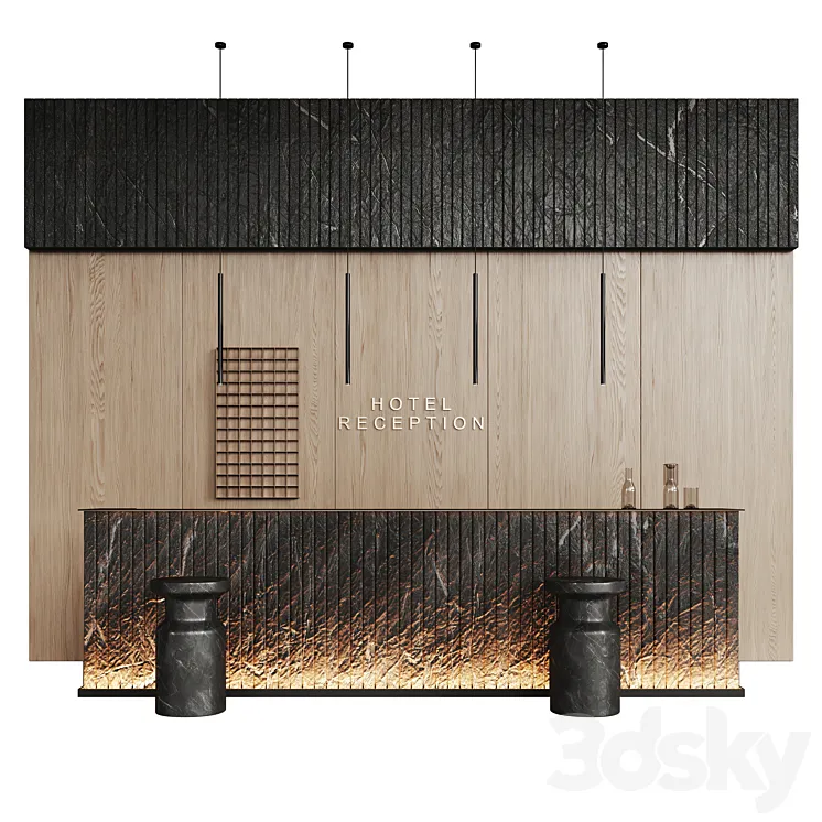 Stone natural hotel reception 3D Model Free Download